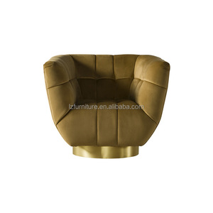 Tufting Velvet Swivel Accent <b>Chair</b> Petal Back <b>Shell</b> Design Gold Round Base Modern Lounge <b>Chair</b> Hotel Lobby Living Room Furniture - Product Image 2