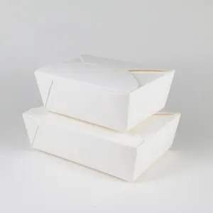 可生物降解小型快餐容器纸饭盒聚乙烯涂层牛皮纸盒食品包装容器