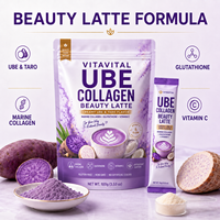 Poudre de Collagène Ube Latte Beauté Collagène Marin Glutathion Vitamine C Saveur Taro 100g Marque Privée OEM Complément Alimentaire