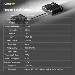 CaddxFPV Infra V2 Replacement Lens Camera Micro 1500TVL 2.8mm 16:9/4:3 Analog Video Camera, suitable for <b>RC</b> racing <b>drone</b> VTX - Product Image 3