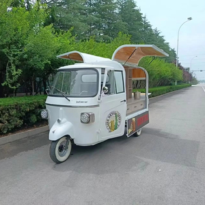 รถขายอาหารไฟฟ้า 3 ล้อ แบบใหม่ สไตล์ Piaggio Ape รถบาร์เคลื่อนที่ ขายเบียร์ เครื่องดื่ม ไอศกรีม รถสามล้อขายของข้างทาง สำหรับขาย - Product Image 1
