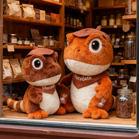 Peluche Lézard Mignonne : Poupée Gecko Habillée en Peluche Douce, Reptile en Peluche Chocolat pour la Vente en Gros aux Détaillants et la Revente
