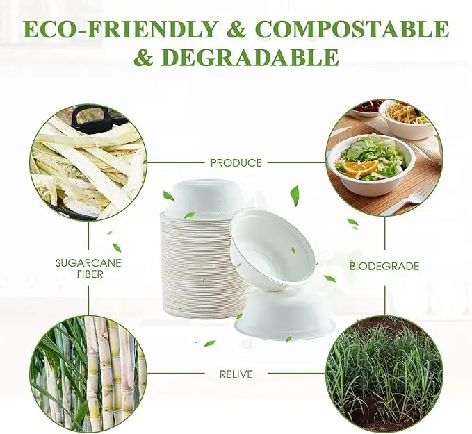 Bagasse Pulp Food Salad Bowl With Lid For Party Eco-friendly Paper Salad Bowl