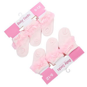 गुलाबी राजकुमारी फीता फूल कपास धनुष बच्चे छोटे लड़कियों के मोजे - Product Image 2