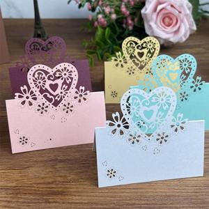 Laser-cut 3D Heart-shaped Paper <b>Table</b> Name <b>Cards</b> for Wedding Birthday Banquet Parties Eco-friendly Decoration Direct Sales - Product Image 1