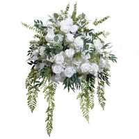 Op maat gemaakte 70CM kunstmatige witte roos en groene bladeren bloembol bruiloft tafeldecoratie centerpiece voor kerstgelegenheden
