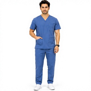 Modische Herren-Arztkittel-Uniform, 2-teiliges Jogger-Set, atmungsaktives Spandex-Pflege- und Krankenhaus-Arbeitskleidung, individuelles Logo, strapazierfähig - Product Image 1