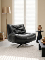 Fauteuil individuel minimaliste italien pour salon, design Bauhaus du milieu du siècle, chaise longue pivotante en acier inoxydable de qualité supérieure