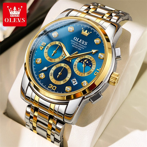 OLEVS 2889 Montre sport pour homme <span class=keywords><strong>de</strong></span> haute qualité, bracelet en acier, quartz, <span class=keywords><strong>calendrier</strong></span> lumineux, étanche, style décontracté et professionnel - Product Image 3