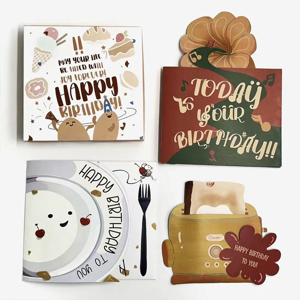 Feliz Aniversário Cartão Para Menina Crianças Esposa Marido 3D Aniversário Cartões De Papel Pop-Up Saudação Presentes Happy Birthday Cards Imagens