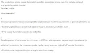 <span class=keywords><strong>Microscope</strong></span> d'opération ophtalmique <span class=keywords><strong>YZ20P6</strong></span> pour chirurgie oculaire fonctionnant avec un grossissement en 3 étapes - Product Image 3