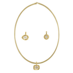 จี้เพชรทรงเพชรริบบิ้น Gemnel Delphine ประดับเพชรคิวบิกเซอร์โคเนียสีขาว รูปทรงกลม/สี่เหลี่ยม/หยดน้ำ พร้อมสร้อยคอแบบโชคเกอร์ - Product Image 1