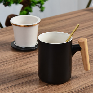 Taza de Cerámica con Asa de Madera, Taza de Té con Filtro, Set de Regalo Empresarial, Color Sólido - Product Image 4