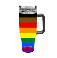Gobelet de voyage isotherme en acier inoxydable de 40 oz avec motif imprimé arc-en-ciel (design original), idéal pour les déplacements urbains longue distance, les pique-niques en bord de rivière et au parc