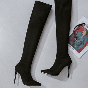 Botas elásticas para mujer, de Punta puntiaguda, tacón fino, hasta la rodilla, para club nocturno, a la moda, europea y americana - Product Image 5