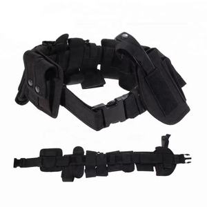 <b>Black</b> Security Duty Belt Outdoor Training Nylon Belt Bag Multifunctional Tactical <b>Combat</b> Belts with Pocket - Product Image 1