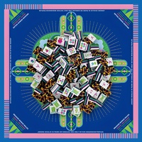 Mahjong Amerika 4 Lapis Berukir 1-1/4 inci, 160 Ubin Leopard Luxe dengan Alas Geometris Hamsa Kobalt