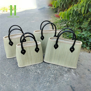 La mejor opción OEM Boho Seagrass Bolso Cesta de almacenamiento Diseño rectangular personalizable de HNH Craft - Product Image 1