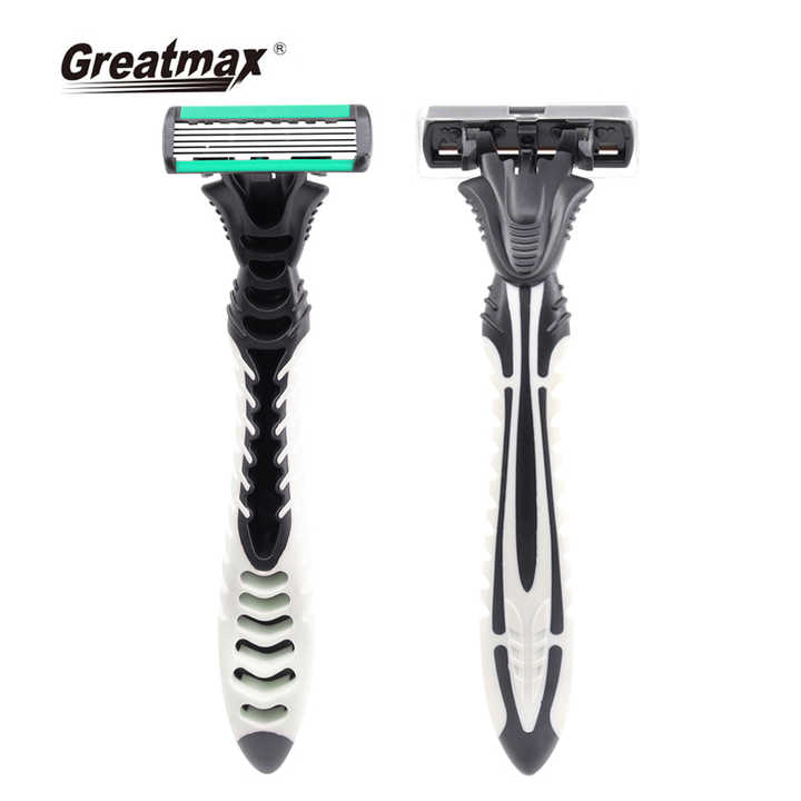 Six Blade Shavers with Lubricant Bar & Super Rubber Handle