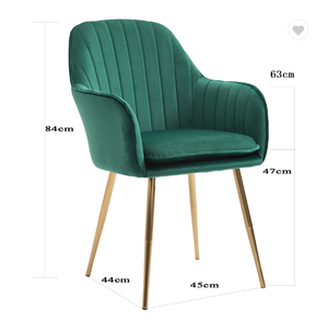 أفضل جودة كرسي بذراع مخملي وردي كرسي سيلاس دي كومدور المطبخ غرفة الطعام كرسي طعام أزرق مع أرجل ذهبية - Product Image 4