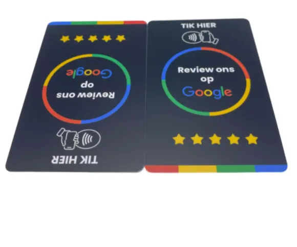 Logo personalizzato stampato Google recensioni cartellini epossidici Rfid cartellini Pvc con Chip Ntag215 per negozio ristorante