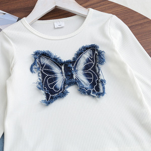 2025 autunno inverno i bambini indossano all'ingrosso maglione farfalla manica lunga pantaloni svasati 2 pezzi vestiti vestiti per ragazze - Product Image 3