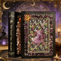 Carnet de notes en cristal naturel artisanal, améthyste, croissant de lune, livre de magie de sorcière, cadeau de Noël pour filles, best-seller