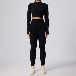 Conjunto de Yoga con Chaqueta de Cierre Completo y Tela Cloud, Talla Europea, Bra y Leggings para Mujer, Ropa Deportiva Transpirable para Entrenamiento - Product Image 6