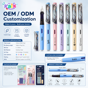 Stylo plume effaçable thermiquement KAIX avec logo personnalisé, pointe fine, encre noire et bleue, ensemble de stylos plume pour l'écriture à l'école primaire - Product Image 1
