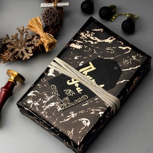 Eco-Friendly Recyclable Gift Box Gold Snowflake <b>Pattern</b> Black Ribbon Decorative Packaging Digital Printing Compatible <b>Paper</b> - Product Image 4