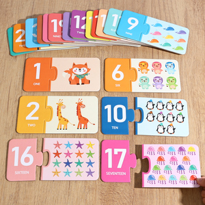 Jeu éducatif d'apprentissage précoce pour débutants, 40 pièces double face, pour enfants de 3 à 5 ans, jeu de <span class=keywords><strong>math</strong></span>ématiques auto-corrigible, puzzle numérique 1-20 - Product Image 2