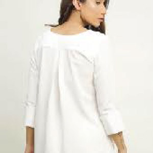 Camisa Blanca de Manga Larga para Mujer, 100% Calidad, Corte Holgado, Estilo Casual, Cuello Redondo, Top de Manga Corta y Pantalón Ancho con Pliegues Delanteros - Product Image 2