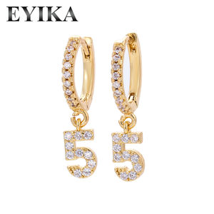 Pendientes de aro con números y números chapados en plata, oro de 18 quilates - Product Image 6