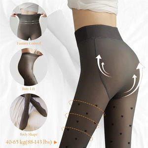 Collants chauds à pois pour femme, effet seconde peau, bas thermiques, leggings polaire d'hiver, pantalons chaussettes isolés - Product Image 2