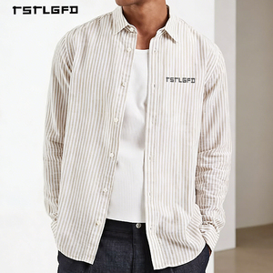 Custom Men's Outerwear Utility Shirt Beige Cotton Twill Oversized Fit <b>Button</b>-Down Streetwear Essentials - Product Image 1