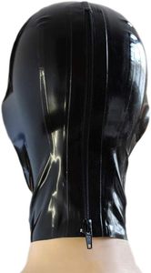 Sexy <strong>Latex</strong> Headgear <strong>Latex</strong> Tight Hoodie Classic <strong>Big</strong> Eyes Open Zipper Fetish Rubber Mask - Product Image 4