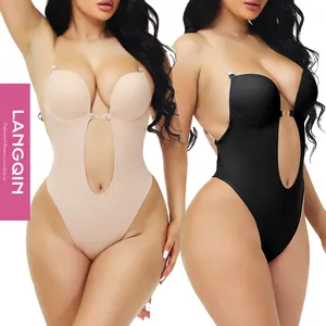 Langqin lingerie sexy sem costas, com costas nuas, costas nuas, modelador de corpo