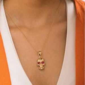 שרשרת תליון גולגולת שרשרת פאנק 316l נירוסטה pvd 18k מצופה תכשיטים קריסטל גותי שרשרת הגולגולת גותי - Product Image 4