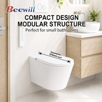 Nouvelle conception, certifiée CE, toilette intelligente électrique automatique murale monobloc avec capteur de salle de bain
