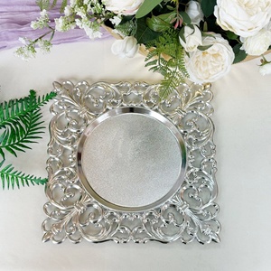 Platos de presentación platzteller blancos y rosas con borde plateado, para mesa de comedor, al por mayor, modelo Gold Reef - Product Image 2