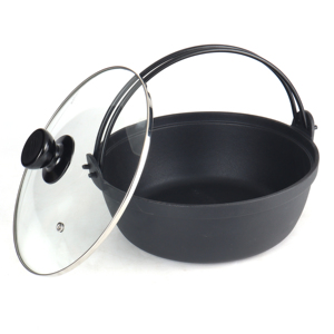 Casserole en <span class=keywords><strong>fonte</strong></span> de style japonais, pré-assaisonnée et avec revêtement émaillé, avec couvercle et poignée en bois, idéale pour le camping - Product Image 4