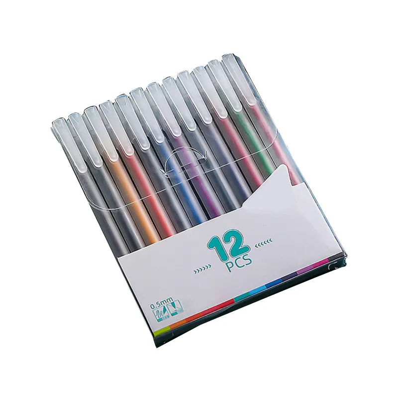 Testa del tubo dell'ago multicolore Set di 12 colori una scatola Set di penne in Gel glitterato A 48 colori