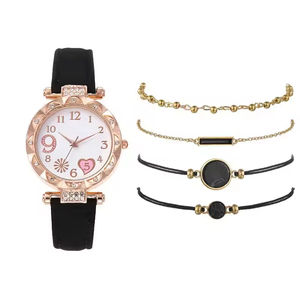 Orologio al Quarzo di Lusso da Donna Nuovo Stile Set di 6 Pezzi con Bracciale in Pelle con Perline Quadrante in Vetro da 32mm Lancette Cassa in Lega da 16mm Commercio Estero - Product Image 5
