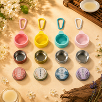 Pot en aluminium rond personnalisé de 15 ml avec capuchon à vis et manchon en silicone, porte-clés, pour baume de parfum solide, rouge à lèvres, baume ou onguent