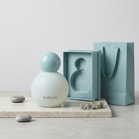 Flacon de parfum en verre rond de 50 ml avec pompe, design rose et bleu, flacon de parfum personnalisé avec bouchon rond