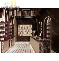 Design d'intérieur moderne pour les boutiques de parfums, armoire de présentation de parfums de luxe personnalisée de couleur rouge vin pour la présentation de parfums