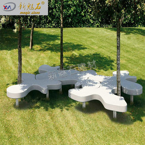 Nuevo Banco de Cemento Magic Stone GRC de Forma Irregular para Jardín o Parque, Banco Largo de 3 cm de Grosor, Tamaño Personalizable - Product Image 1