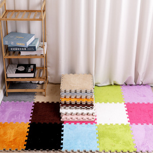 Alfombra de color liso con diseño de patchwork, cuadrada, antideslizante, para sala de estar, dormitorio, uso doméstico, tapetes entrelazados de fibra de poliéster - Product Image 1
