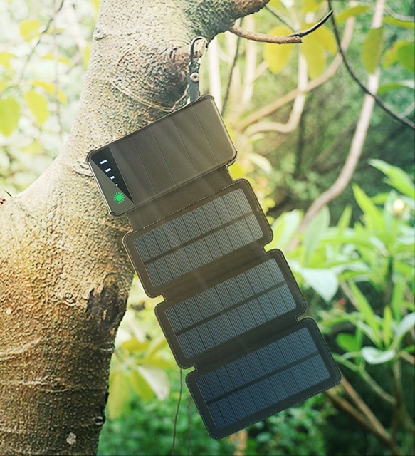TND2 8000mAh 2 Solar Panels Detachable Multi Funtion Solar Power Bank Foldable Solar Panel Portable Power Bank for Phone