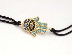 Evil Eye <strong>Red</strong> Thread Thin Silk Bracelet With Copper Micro Set Diamond Hand <strong>Hamsa</strong> Kabbalah Charm Pendant Jewelry Bracelet - Product Image 5